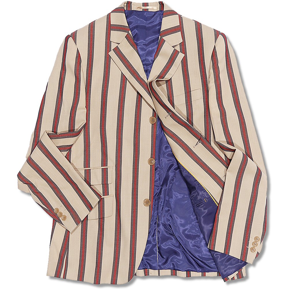 Merc London Mod 60's Retro 3 Button Striped Boating Blazer Jacket Beige